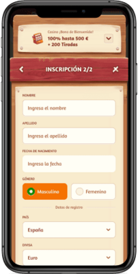 Captura de pantalla móvil de los pasos de registro 2