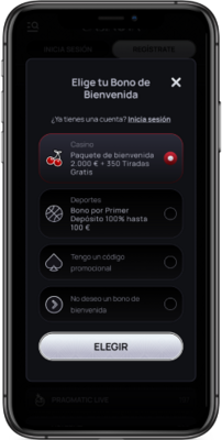 Captura de pantalla móvil de los pasos de registro