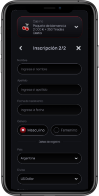 Captura de pantalla móvil de los pasos de registro 3