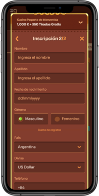 Captura de pantalla móvil de los pasos de registro 3