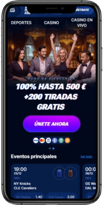Captura de pantalla móvil de la página principal de Boomerang Casino