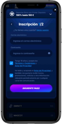 Captura de pantalla móvil de los pasos de registro 2