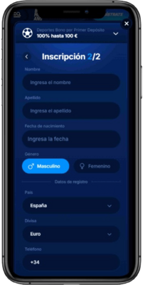 Captura de pantalla móvil de los pasos de registro 3