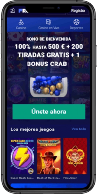 Captura de pantalla móvil de la página principal de Frumzi