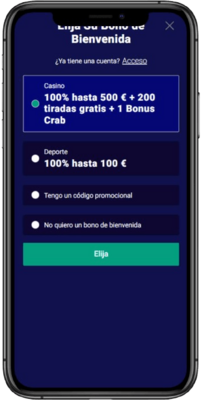 Captura de pantalla móvil de los pasos de registro