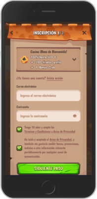Captura de pantalla móvil de los pasos de registro 2