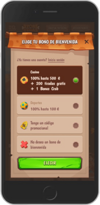 Captura de pantalla móvil de los pasos de registro