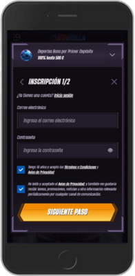 Captura de pantalla móvil de los pasos de registro 2