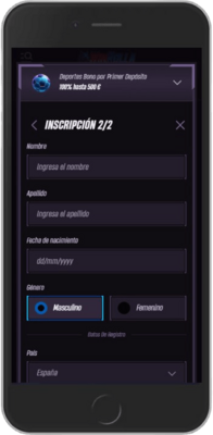 Captura de pantalla móvil de los pasos de registro 3