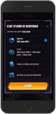Captura de pantalla móvil de los pasos de registro