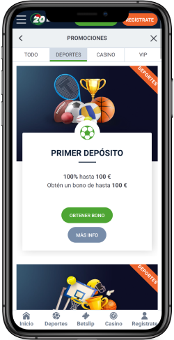 Captura de pantalla de la página promocional de 20Bet