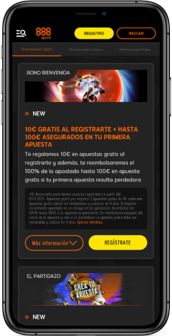 Captura de pantalla de la página promocional de 888sport.