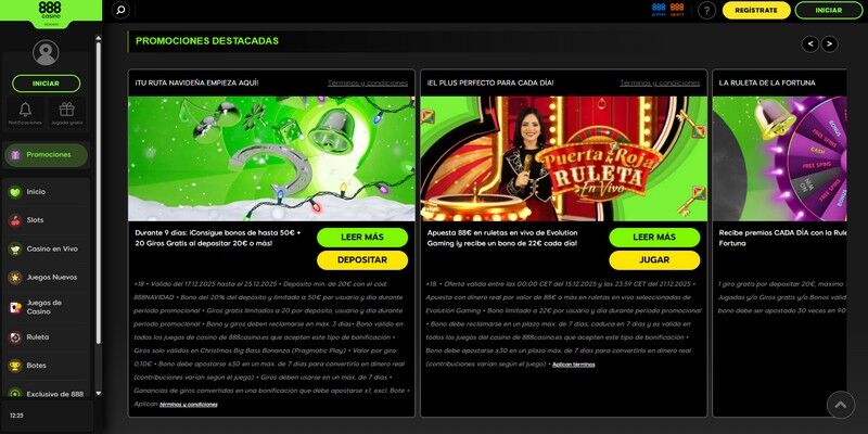 Captura de pantalla de la página de bonos de la casa de apuestas