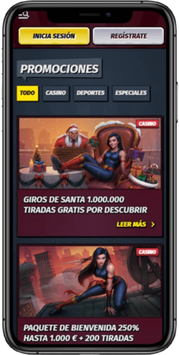 Captura de pantalla de la página de bonos de la casa de apuestas