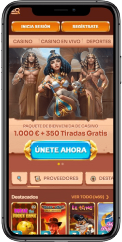 Una captura de pantalla móvil de la página de inicio de Cleobetra Casino