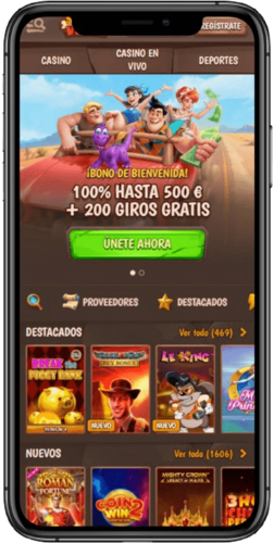 Una captura de pantalla móvil de la página de inicio de Stonevegas Casino