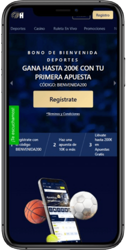 Una captura de pantalla móvil de la página de inicio de William Hill Casino