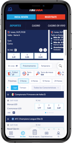 Captura de pantalla móvil de la página principal TikiTaka de deportes