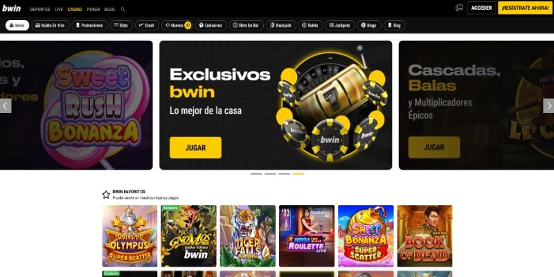 Captura de pantalla de la página del casino bwin