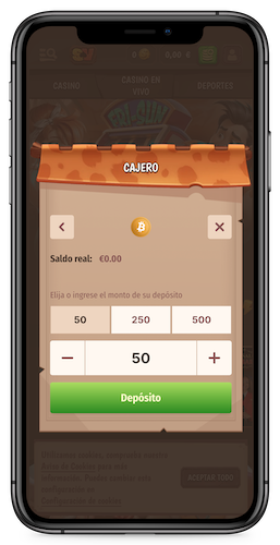 Captura de pantalla móvil de la página de depósito de Stonevegas.