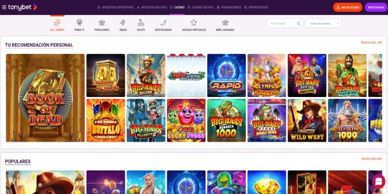 Captura del casino TonyBet