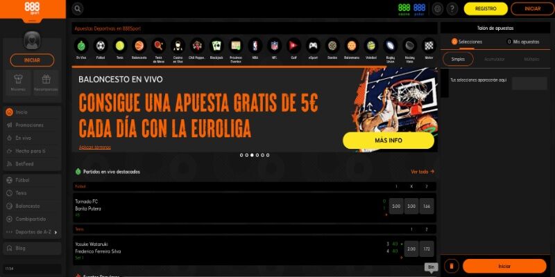 la captura de pantalla de la página principal 888sport