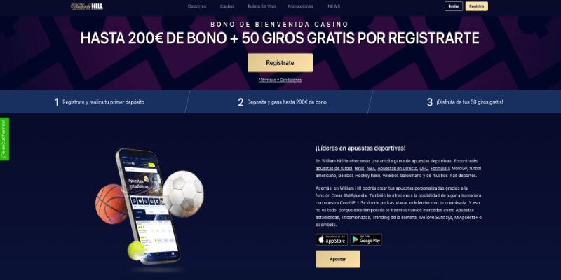 La página principal del casino de William Hill