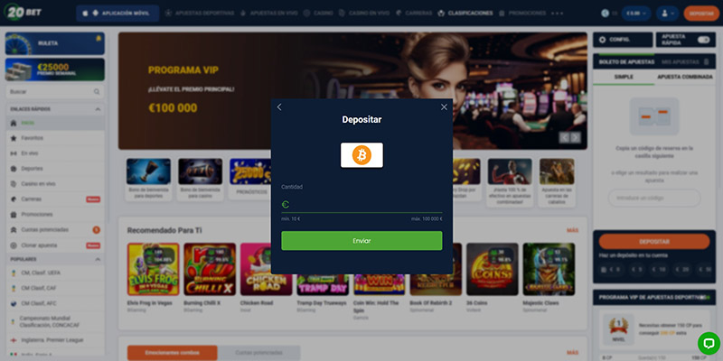 MEJOR CASA DE APUESTAS ACEPTANDO BITCOIN: 20BET