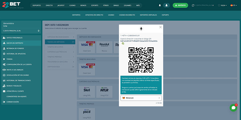 MEJOR CASA DE APUESTAS ACEPTANDO ETHEREUM: 22BET