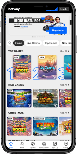 Captura de pantalla móvil de la oferta de bienvenida del casino Betway