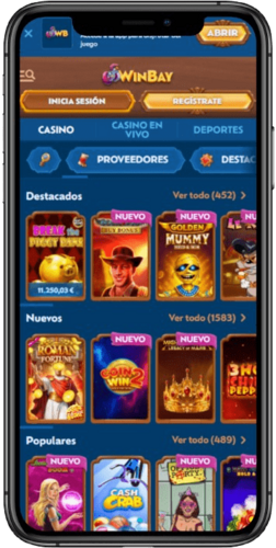Captura de pantalla de la página del casino de la casa de apuestas Winbay