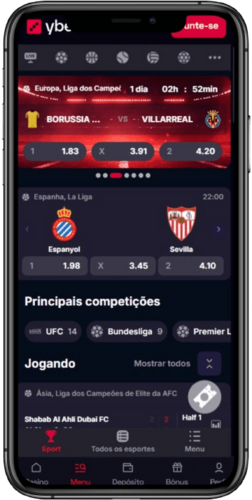 Página principal de la casa de apuestas Ybets