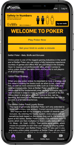 Imagen de la página de póquer en Betfair Poker