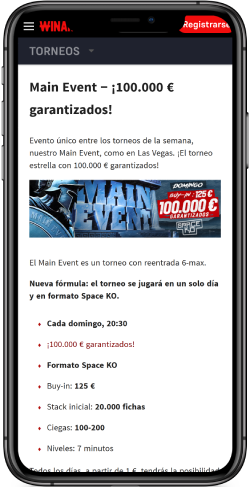 Imagen de la página de póquer en Winamax