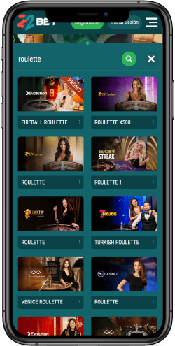 Captura de pantalla móvil 22bet de la página del casino.