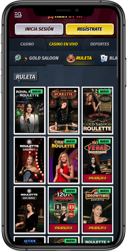 Captura de pantalla móvil AllySpin de la página del casino.