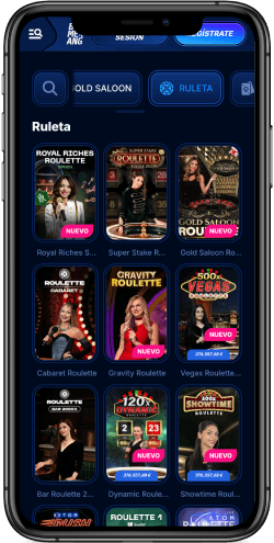 Captura de pantalla móvil Boomerang Bet de la página del casino.