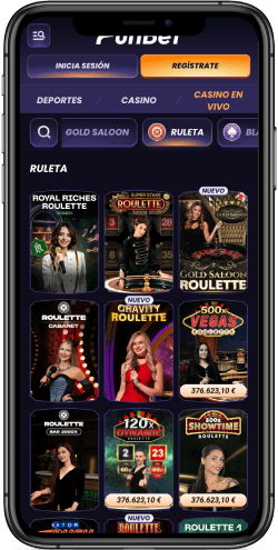 Captura de pantalla móvil Funbet de la página del casino.