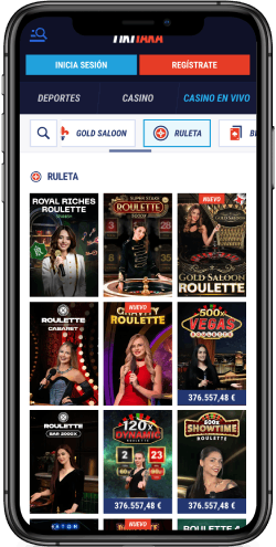 Captura de pantalla móvil Tikitaka de la página del casino.