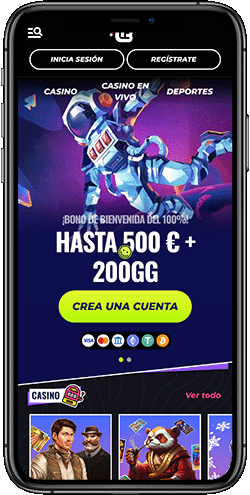 Captura de pantalla móvil de la página de inicio de LunuBet