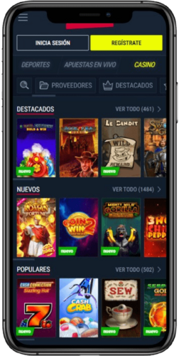 Captura de pantalla móvil de la página de inicio de Rabona