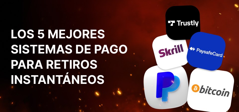 Gráficos para la sección Los 5 mejores sistemas de pago para retiros instantáneos