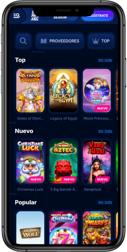 Captura de pantalla móvil de la página del casino de la casa de apuestas Boomerang-Bet