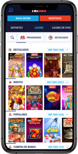 Captura de pantalla móvil de la página del casino de la casa de apuestas Tikitaka