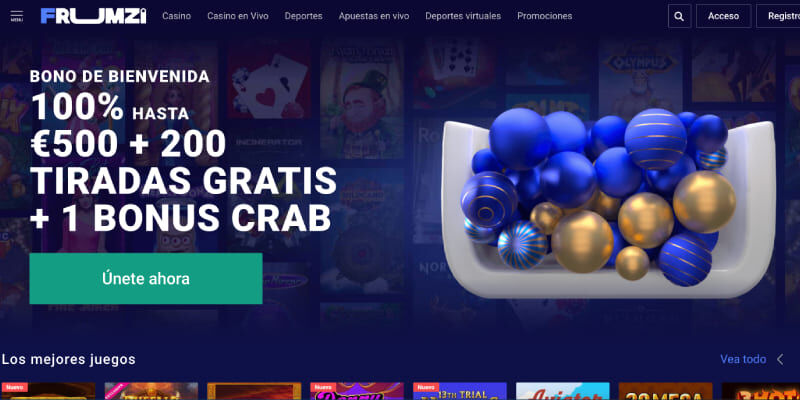 Captura de pantalla de la página de deportes de Frumzi