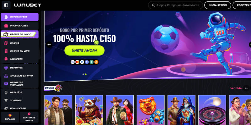 Captura de pantalla de la página de deportes de Lunubet