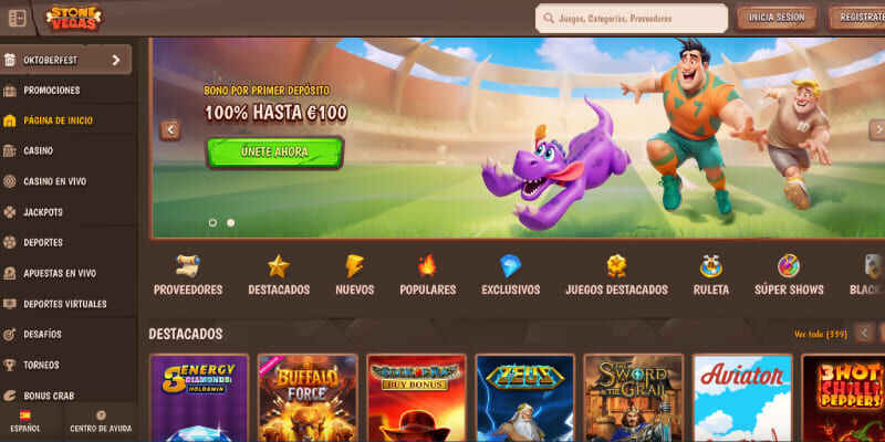 Captura de pantalla de la página de deportes de Stonevegas