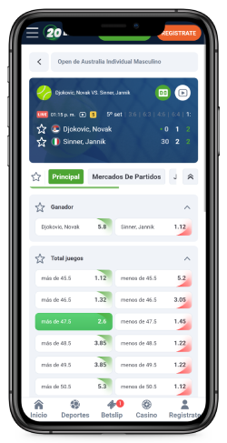 Captura de pantalla de cómo realizar una apuesta