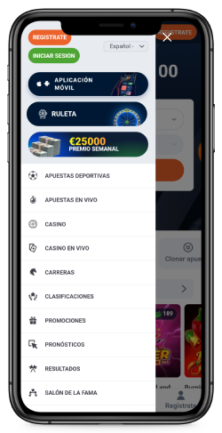 captura de pantalla del menú principal