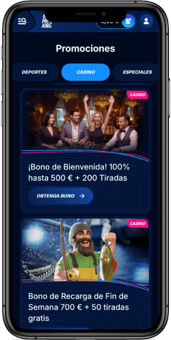 Captura de pantalla móvil de la página de promociones del casino Boomerang-Bet